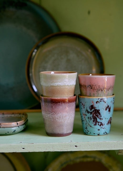 HKliving Futurism ristretto mok set van 4 - achterkant roze