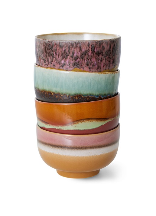 HKliving Geyser kom 13,5 cm set van 4 - voorkant 2 multicolor