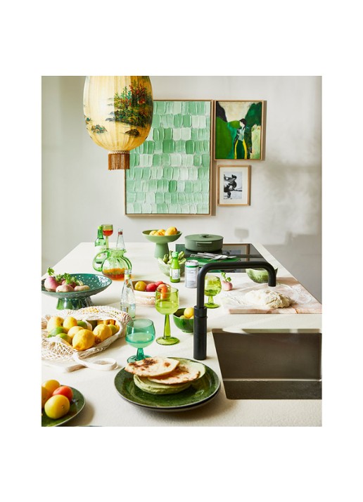 HKliving Green Palette Abstract wanddecoratie - voorkant 3 lindegroen