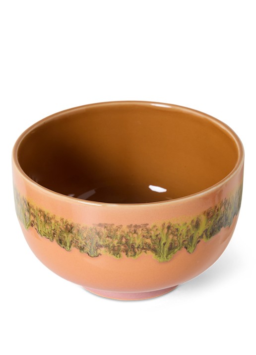 HKliving Lush noodle kom 13,5 cm - voorkant 2 oranjebruin
