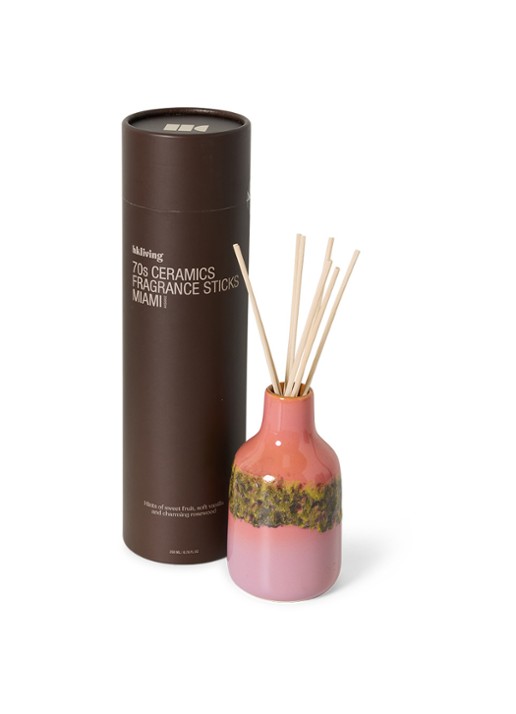 HKliving Miami geurstokjes 200 ml - achterkant roze