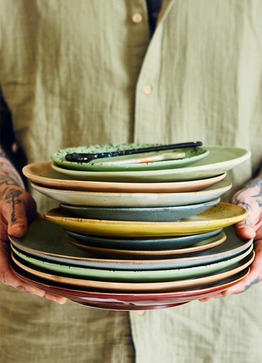 HKliving Mineral dinerbord 27 cm set van 2 - detail 3 grijs
