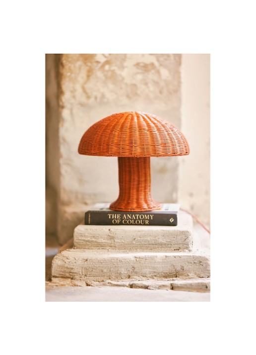 HKliving Rattan tafellamp Ø34 cm - voorkant 2 oranje