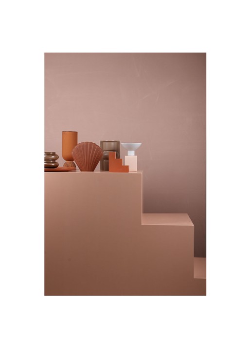 HKliving Ribbed Base vaas 25 cm - detail 5 oranjebruin