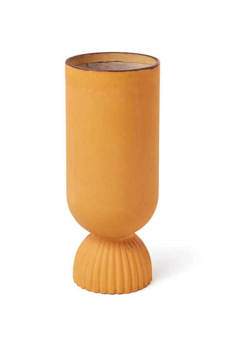 HKliving Ribbed Base vaas 25 cm - voorkant oranjebruin