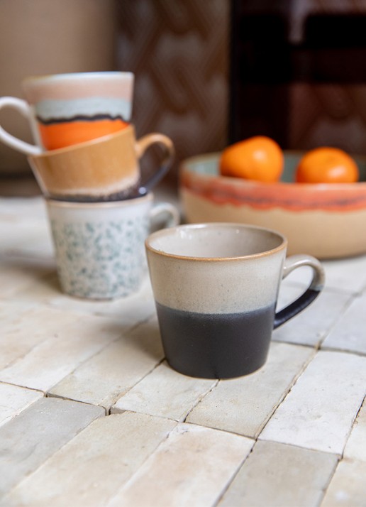 HKliving Rock cappuccinokopje 30 cl - voorkant 3 zwart