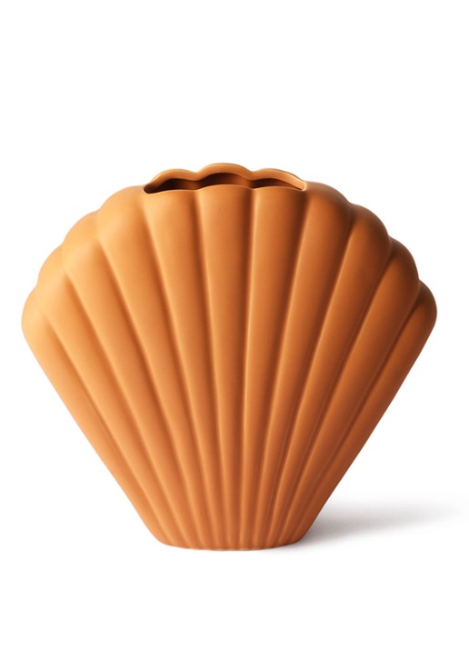 HKliving Shell L vaas 22 cm - voorkant roodbruin