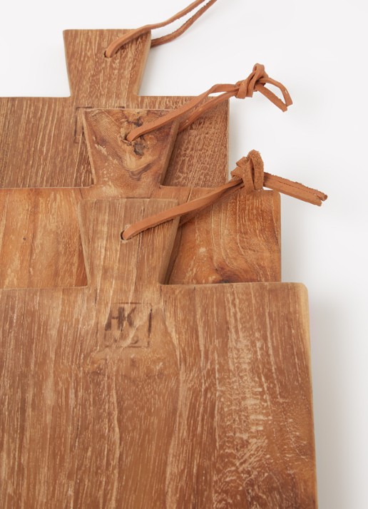 HKliving Snijplank set van 3 - detail bruin