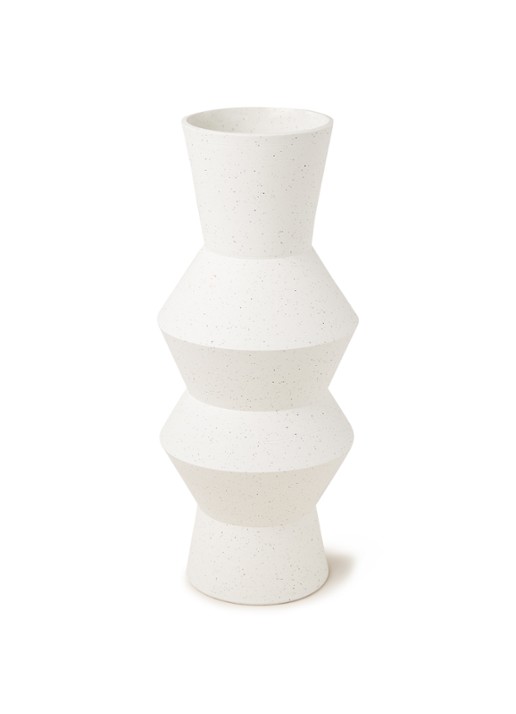 HKliving Speckled Angular vaas 41 cm - voorkant gebroken wit