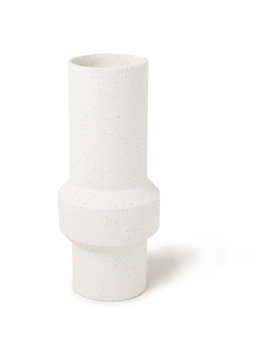 HKliving Speckled Straight vaas 32 cm - voorkant 3 gebroken wit