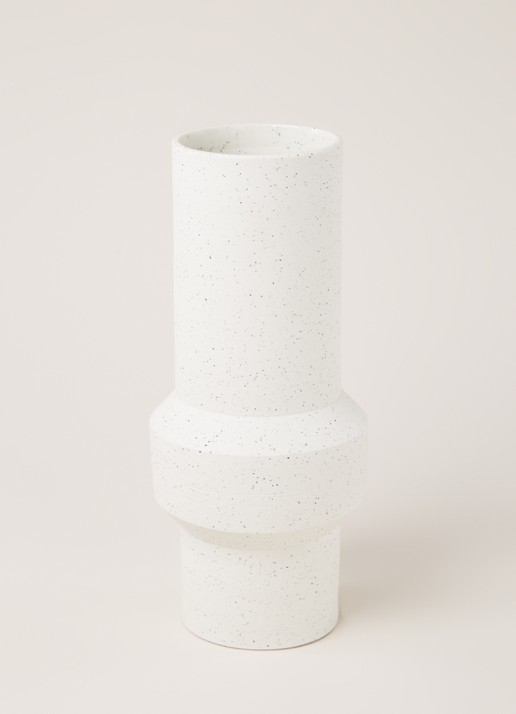 HKliving Speckled Straight vaas 32 cm - voorkant 4 gebroken wit