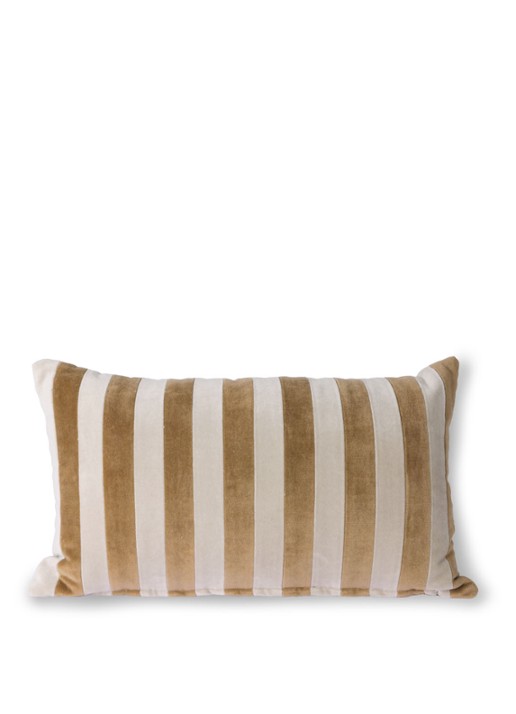 HKliving Striped Velvet sierkussen 50 x 30 cm - voorkant bruin