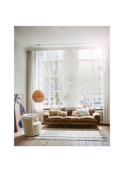 HKliving Striped Velvet sierkussen 50 x 30 cm - voorkant 2 bruin