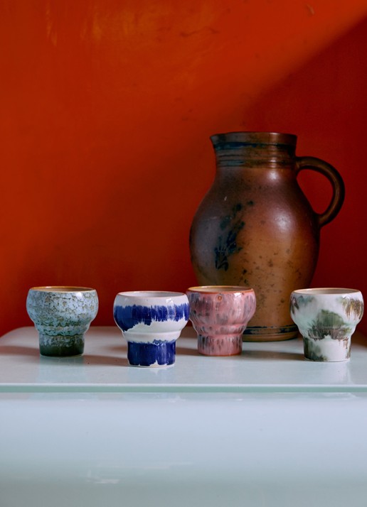 HKliving Symbolist lungo mok set van 2 - achterkant 5 blauw