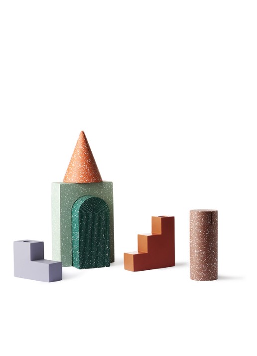 HKliving Terrazzo Cylinder fotostandaard - detail 2 donkerrood