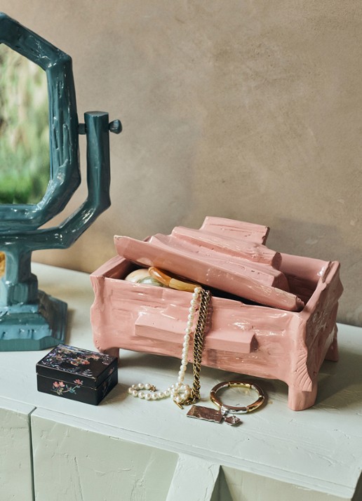 HKliving Teun Zwets opbergdoos 30 x 19 cm - detail 3 roze