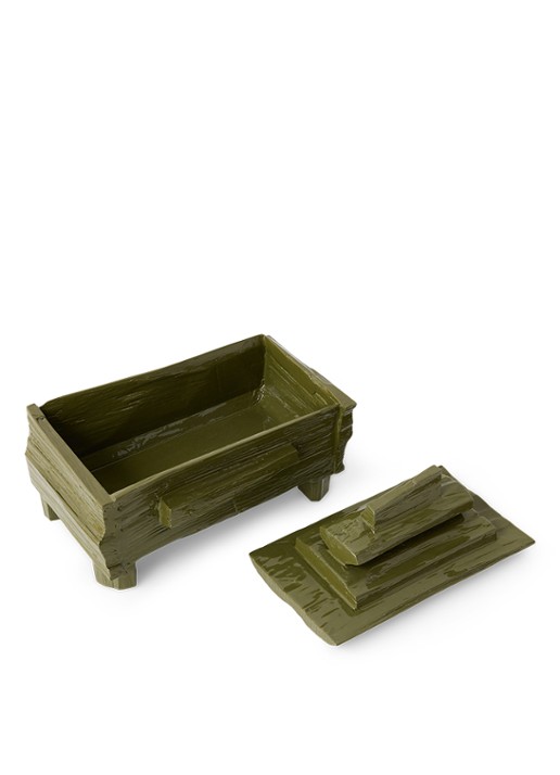 HKliving Teun Zwets opbergdoos 30 x 19 cm - achterkant 3 mosgroen