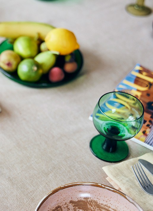 HKliving The Emerlads laag wijnglas set van 4 - detail 6 donkergroen