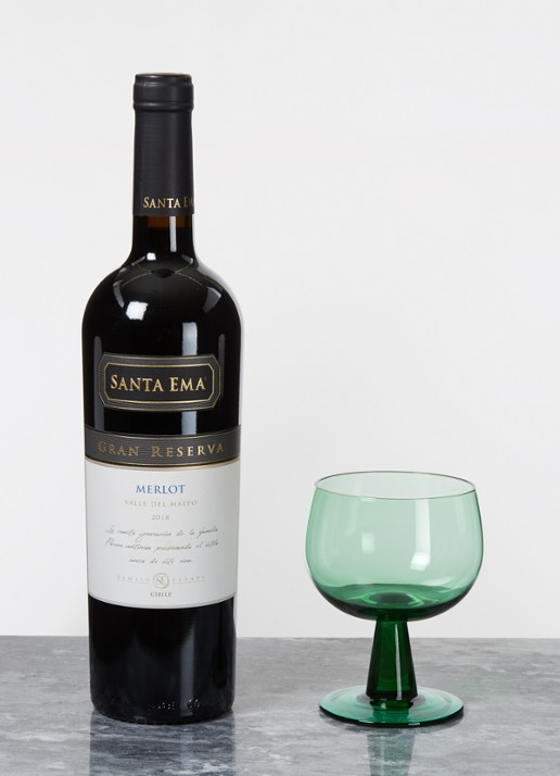 HKliving The Emerlads laag wijnglas set van 4 - voorkant 2 donkergroen