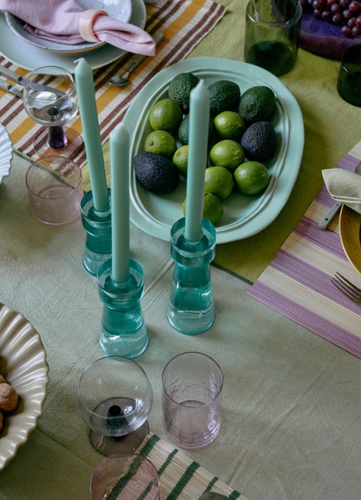 HKliving Tube longdrinkglas 40 cl - achterkant zalmroze