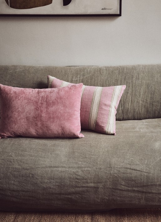 HKliving Woven Sierkussen 40 x 60 cm - detail 3 roze