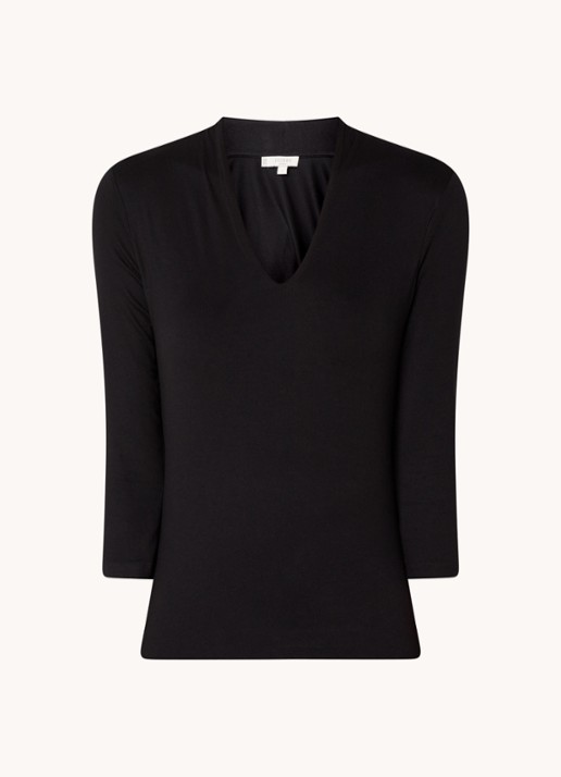 Hobbs Aimee top met V-hals en driekwart mouw - voorkant 3 zwart