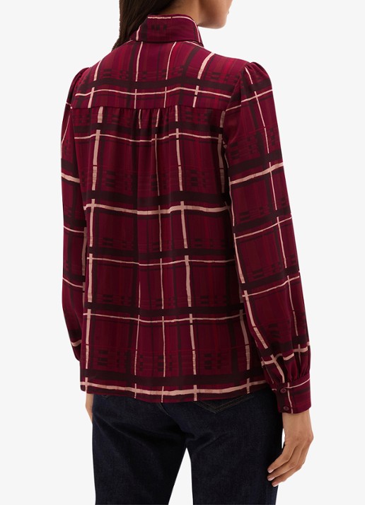 Hobbs Aisha blouse met strikdetail - achterkant rood