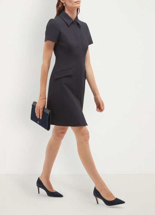 Hobbs Alexandra mini blouse jurk met klepzakken - detail 2 blauwgrijs