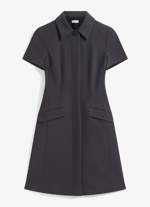 Hobbs Alexandra mini blouse jurk met klepzakken - voorkant 4 blauwgrijs