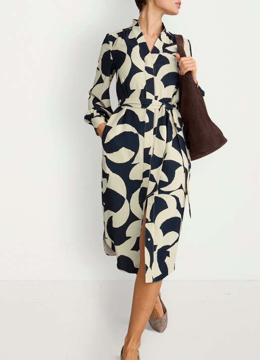 Hobbs Alisa blousejurk met strikceintuur - detail 2 blauw