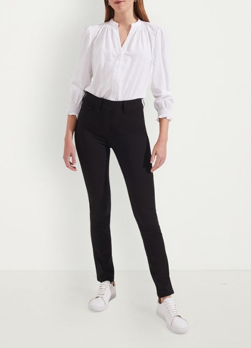 Hobbs Amanda high waist skinny fit chino met steekzakken - voorkant 4 zwart