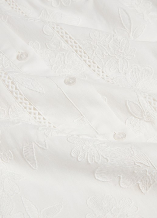 Hobbs Amani midi jurk met borduring en strikceintuur - detail 4 wit