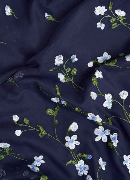 Hobbs Aria midi jurk met bloemenprint - detail 5 donkerblauw