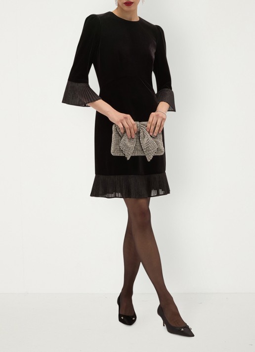 Hobbs Ashley mini jurk van fluweel - detail 4 zwart