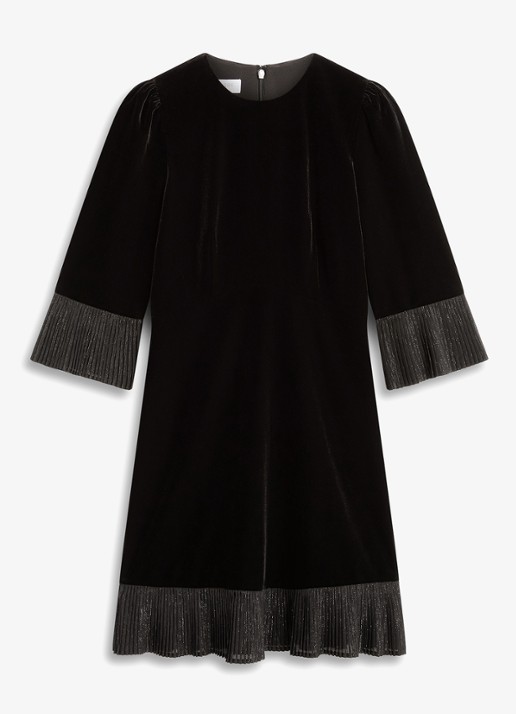 Hobbs Ashley mini jurk van fluweel - voorkant 7 zwart