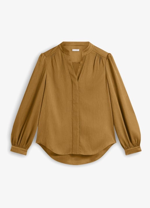 Hobbs Aubrey blouse met V-hals - voorkant 5 khaki