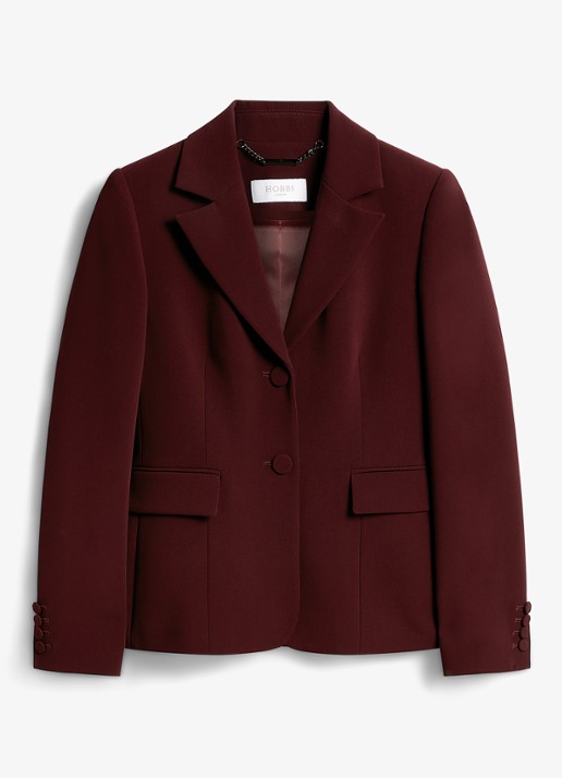 Hobbs Bree blazer met klepzakken - voorkant 4 aubergine