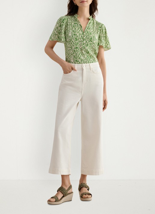 Hobbs Brinley high waist wide leg cropped jeans