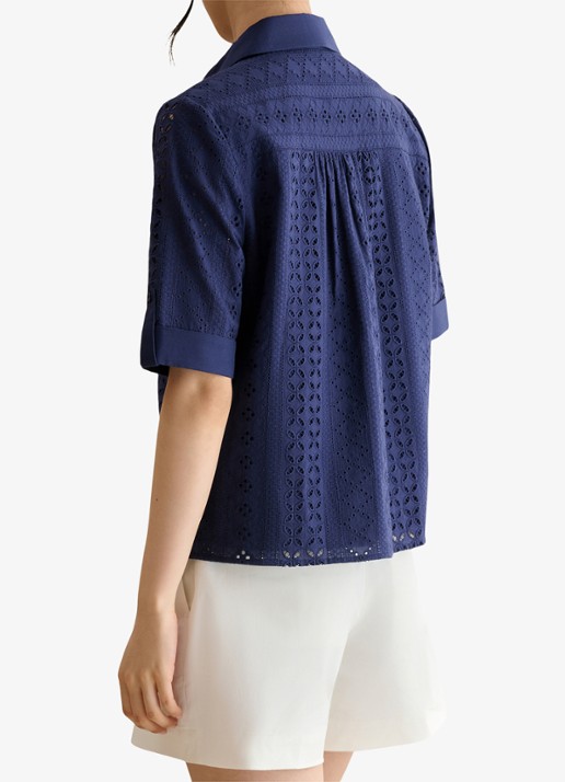Hobbs Christie blouse met borduring - achterkant 6 donkerblauw