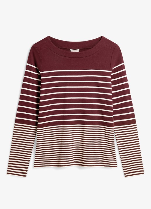 Hobbs Constance longsleeve met streepprint - voorkant 4 paars