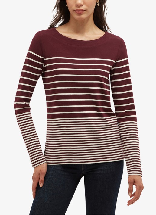 Hobbs Constance longsleeve met streepprint - voorkant 5 paars