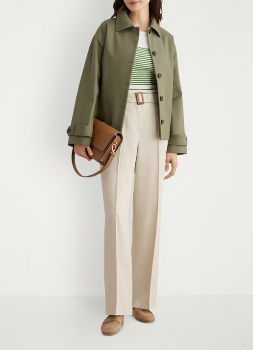 Hobbs Constance top met streepprint  - voorkant 2 groen