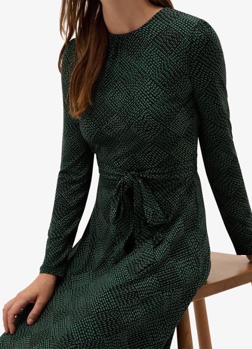 Hobbs Dakota midi jurk met ruit dessin - detail 2 donkergroen