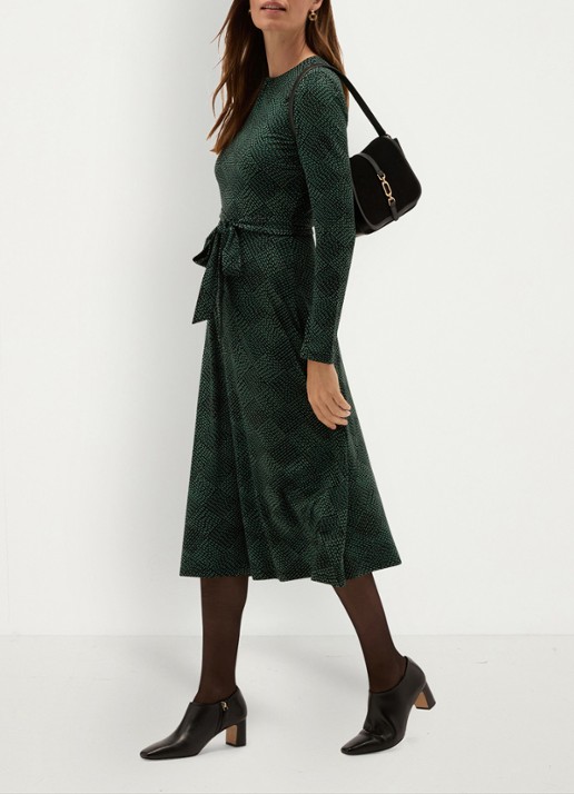 Hobbs Dakota midi jurk met ruit dessin - detail 3 donkergroen