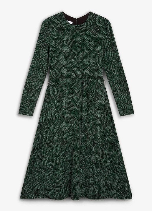 Hobbs Dakota midi jurk met ruit dessin - voorkant 5 donkergroen