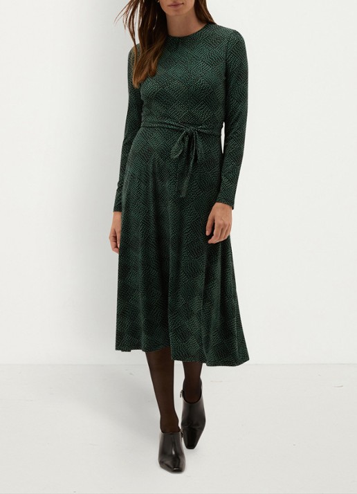 Hobbs Dakota midi jurk met ruit dessin - voorkant 6 donkergroen