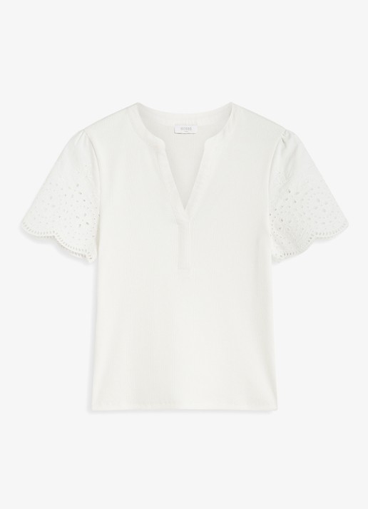 Hobbs Daphne tuniek met broderie - voorkant 4 wit