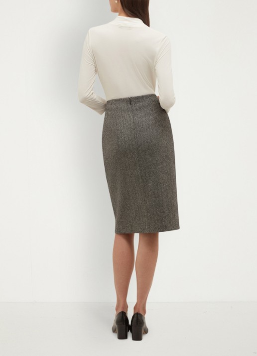 Hobbs Delphine midi rok met split - achterkant 7 grijs