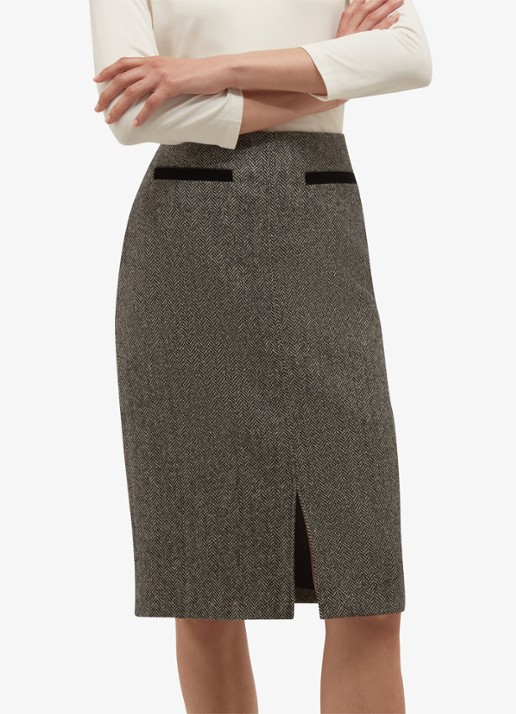 Hobbs Delphine midi rok met split - detail 3 grijs