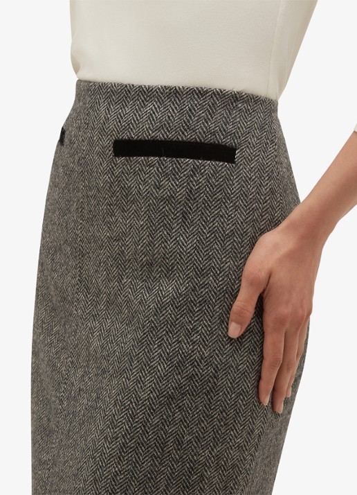 Hobbs Delphine midi rok met split - detail 4 grijs